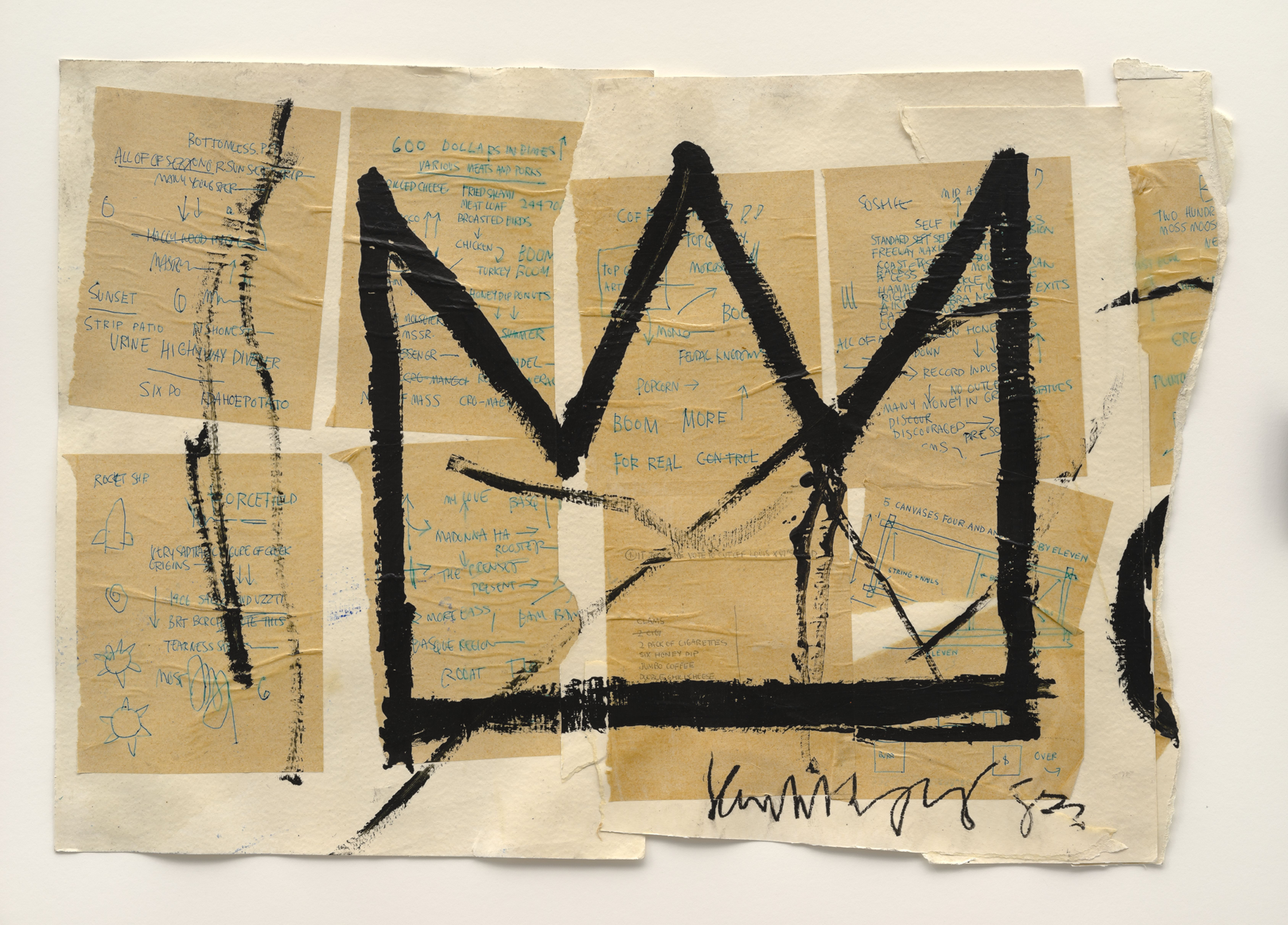 6. EL 135.58 Untitled (Crown), 1982. Jean-Michel Basquiat (American, 1960–1988). Acrylic, ink, and paper collage on paper; 20 x 29 in. Private collection, courtesy of Lio Malca. Copyright © Estate of Jean-Michel Basquiat, all rights reserved. Licensed by Artestar, New York. Photo: Mark-Woods.com