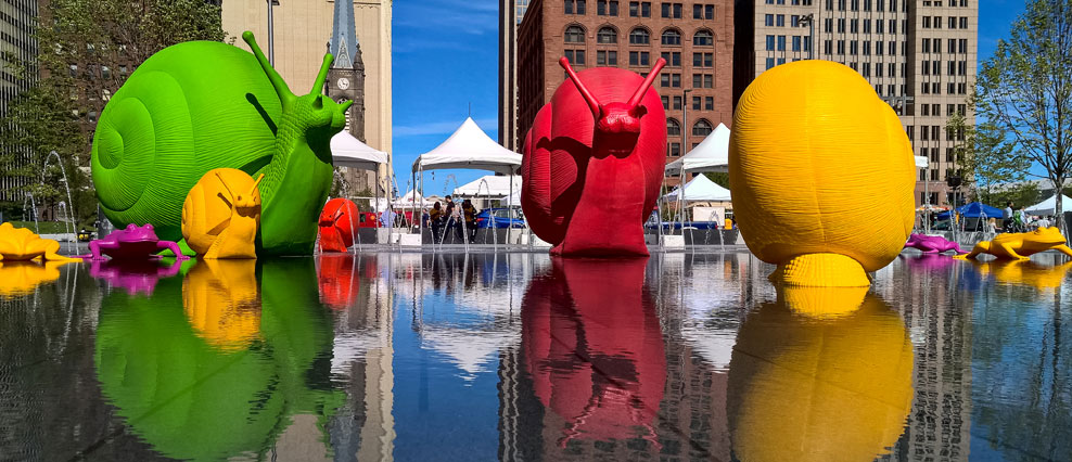 The Cracking Art animals were a hit while they were on display in Public Square between last summer and this March. Photo by Bob Perkoski | LAND studio