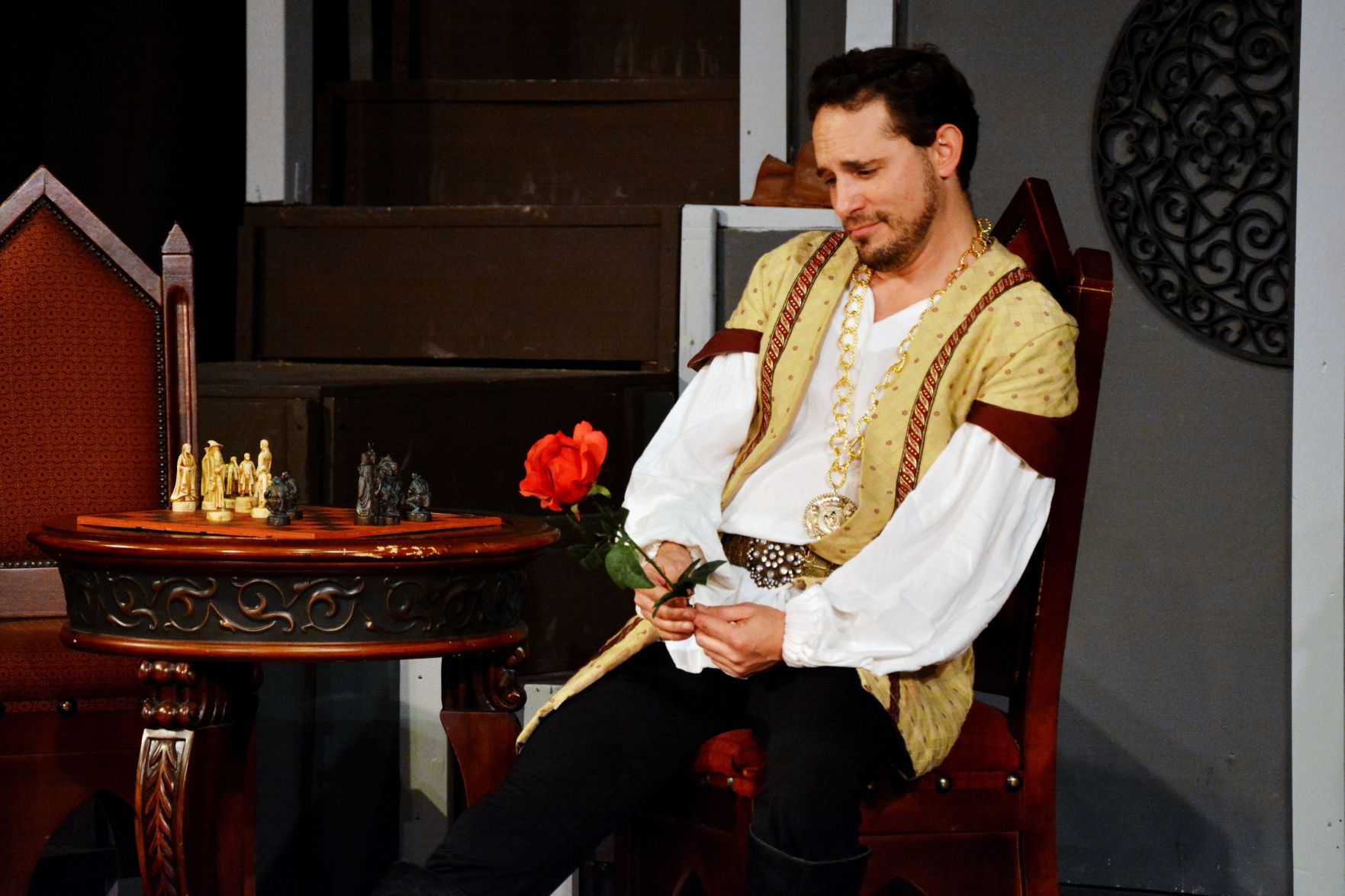 A pensive Andrew Cruse as King Arthur. Photo / Scott Custer